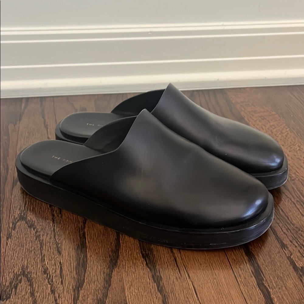 The Row Black Sabot Shoes